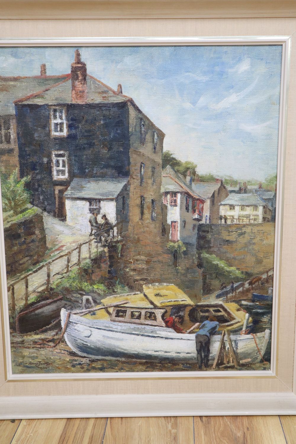 Dora Johns (1908-1985), pair of oils on canvas, Cornish fishing villages, signed and dated 1968, 60 x 49cm and two other oils